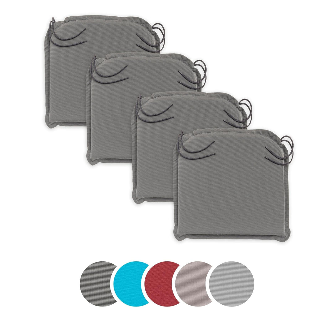 Outdoor Sitzkissen 4er Set 44x47 cm Polyester Anthrazit für Gartenstühle