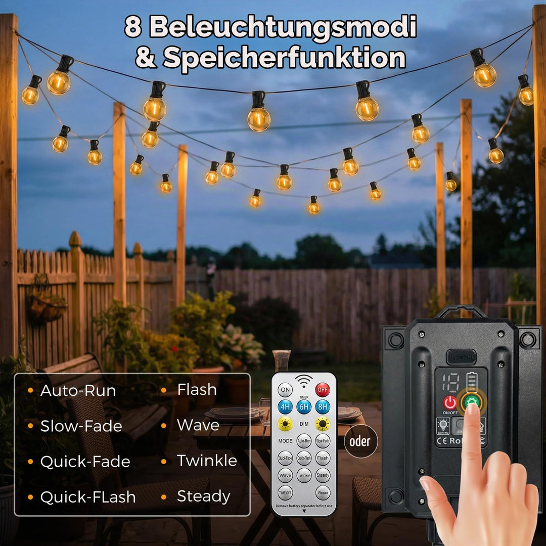 Solar Lichterkette Outdoor 30m G40 Warmweiss mit Fernbedienung - Bild 4