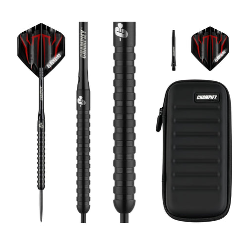 Steeldart Set 90% Tungsten 23g mit Darttasche Shark-Grip Blackbird