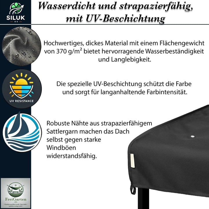 Ersatzdach Pavillon 3x4 m Anthrazit PVC 370g/m² wasserdicht - Bild 5
