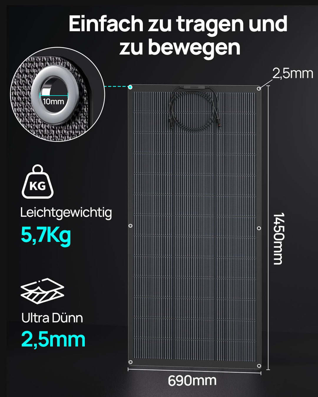 Flexibles Solarpanel 200W ETFE N-Typ 25% Wirkungsgrad - Bild 5