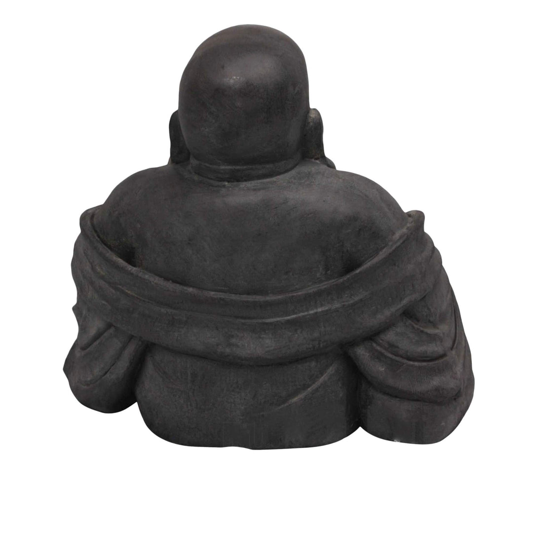 Buddha Figur sitzend lachend Steinguss-Optik 24 cm schwarz - Bild 5