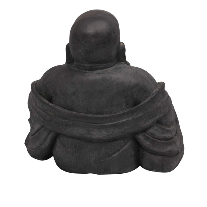 Buddha Figur sitzend lachend Steinguss-Optik 24 cm schwarz - Bild 5