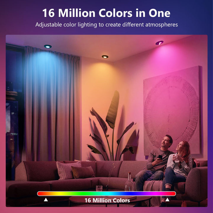 LED Einbaustrahler RGB dimmbar 6er-Set App &amp; Fernbedienung 5W schwarz - Bild 2