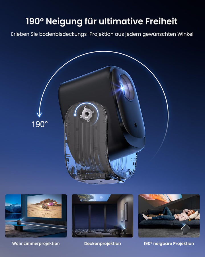 Mini Beamer Full HD 1080P mit Gimbal-Ständer, Netflix, Autofokus - Bild 3