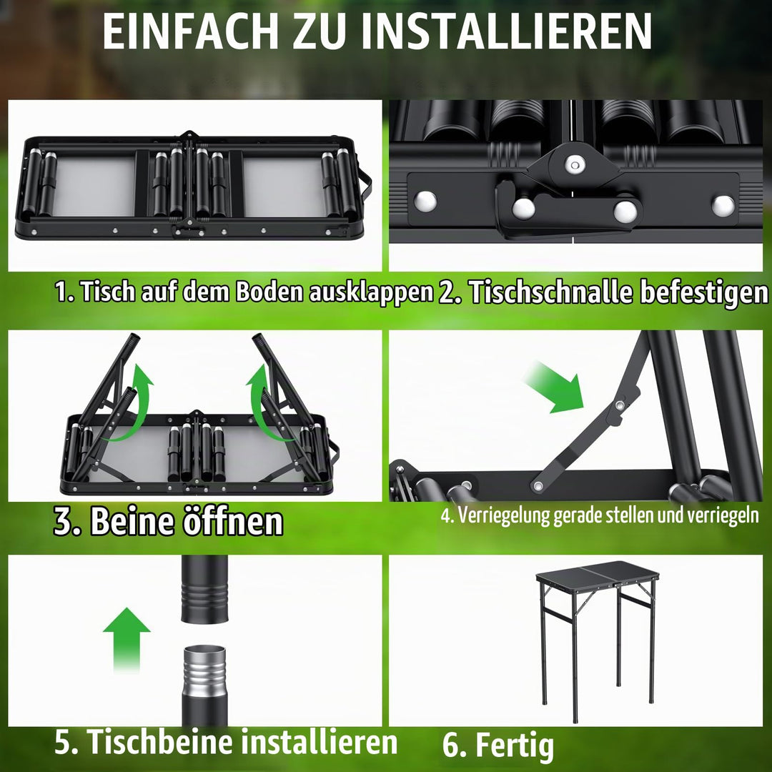 Klapptisch Camping 60x40cm höhenverstellbar 27/51/75cm Aluminium - Bild 7