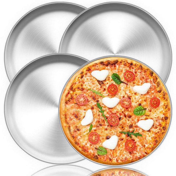 Pizzablech Edelstahl rund 30cm 4er-Set für Backofen