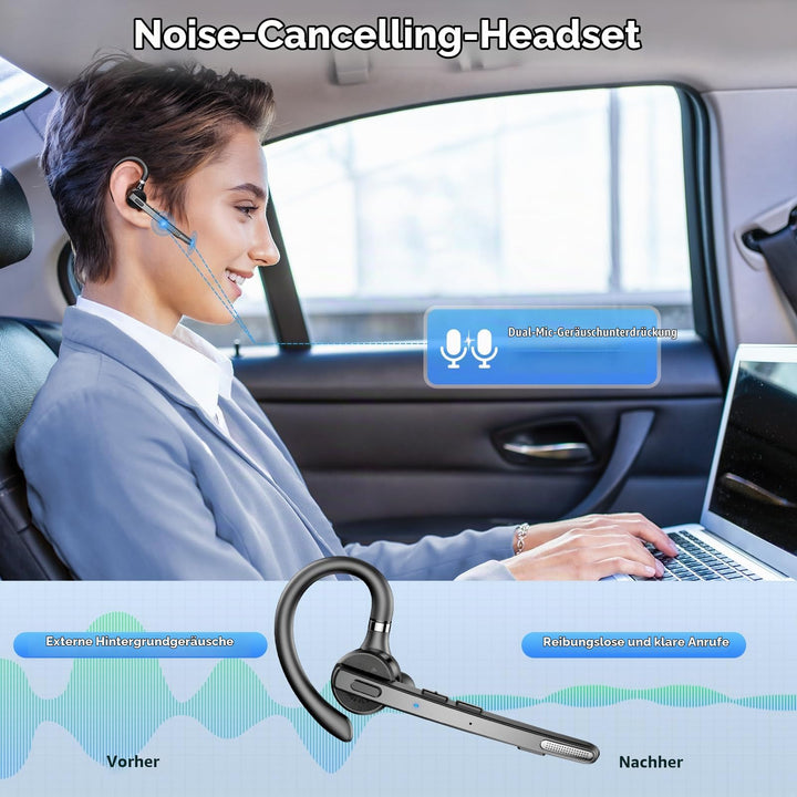 Bluetooth Headset Mono 72h Akkulaufzeit mit Ladecase USB-C - Bild 3
