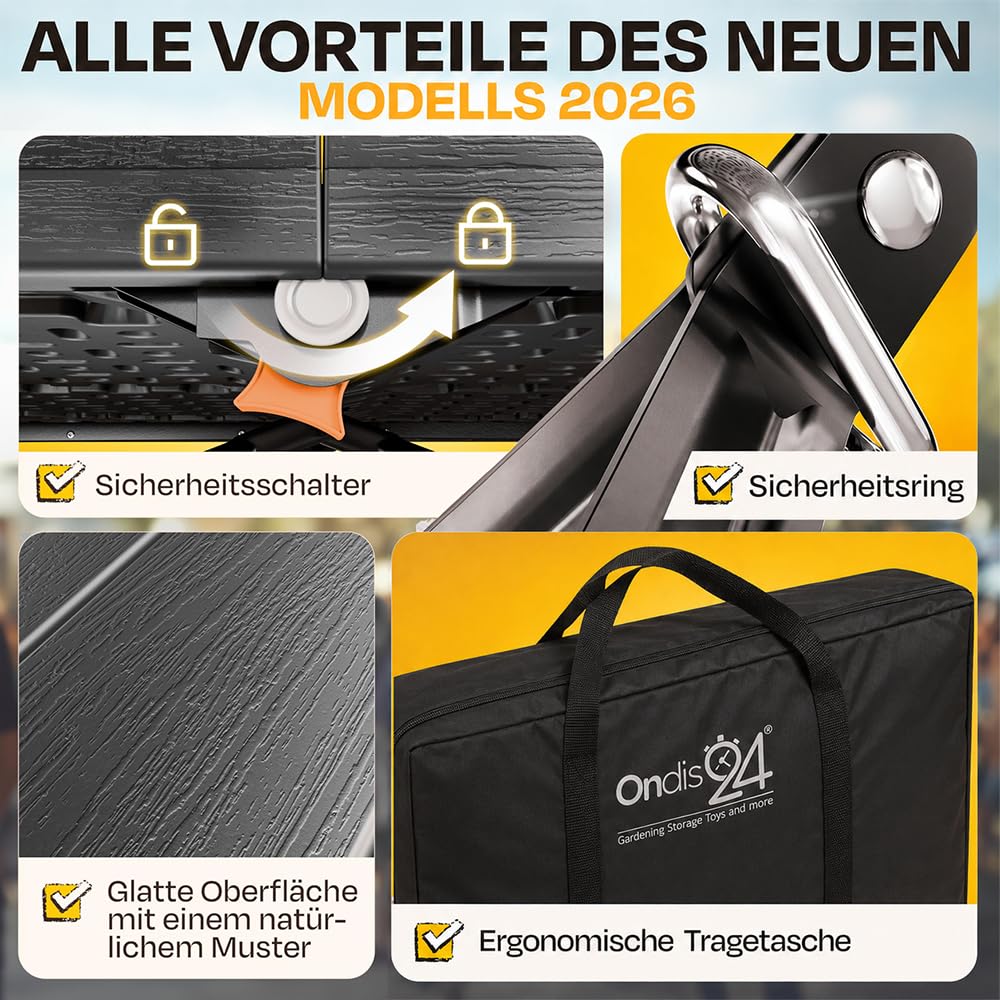 Bierzeltgarnitur klappbar Kunststoff XL 3-teilig für 6-8 Personen - Bild 6