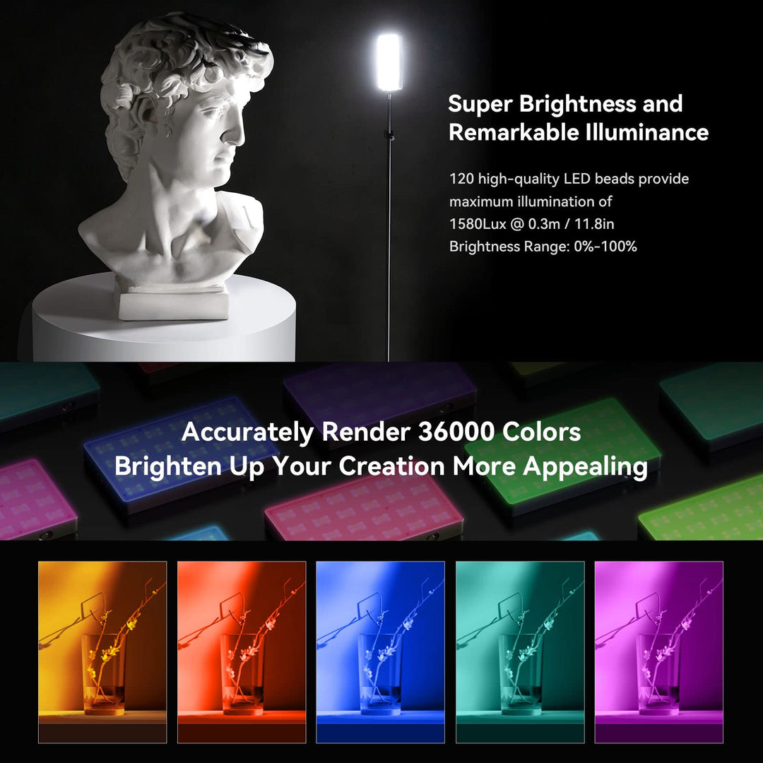 RGB LED Videolicht 120 Perlen OLED 2500K-8500K 5000mAh Akku - Bild 7