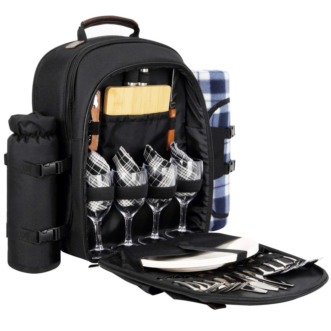 Picknickrucksack für 4 Personen mit Geschirr-Set und Decke