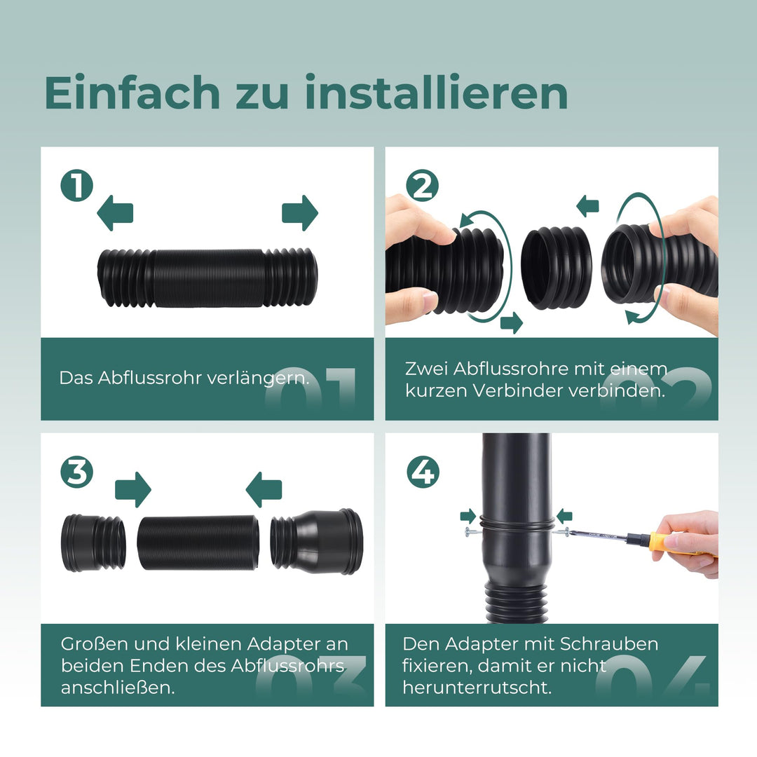 Fallrohr Verlängerung Flexibel PE 47-150 cm für 80/100 mm Rohre - Bild 6