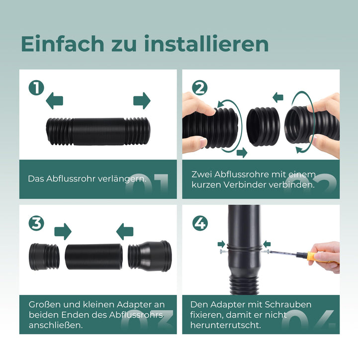 Fallrohr Verlängerung Flexibel PE 47-150 cm für 80/100 mm Rohre - Bild 6