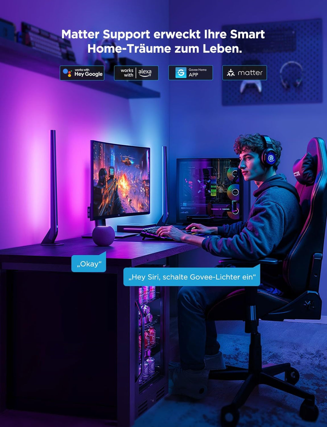 Monitor Hintergrundbeleuchtung HDMI 2.1 Sync Box RGBWIC Gaming LED - Bild 5