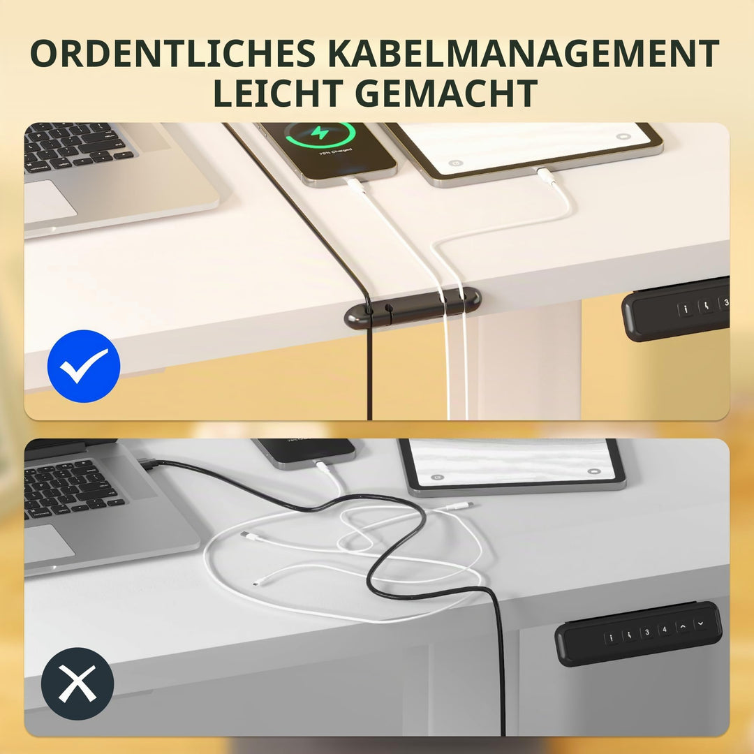 Höhenverstellbarer Schreibtisch Elektrisch 120x60cm Stahl Weiss - Bild 7