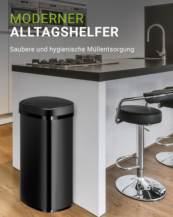 Sensor-Mülleimer Küche 60L Edelstahl Schwarz eckig kontaktlos - Bild 2