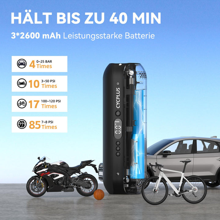 Elektrische Luftpumpe DC/AC 2-in-1 bis 150 PSI für Auto und Fahrrad - Bild 3