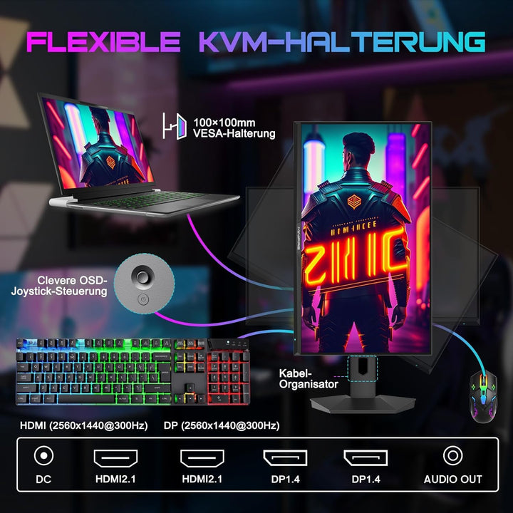 Gaming Monitor 27 Zoll QHD 300Hz Fast-IPS 1ms fuer PC und Konsole - Bild 6