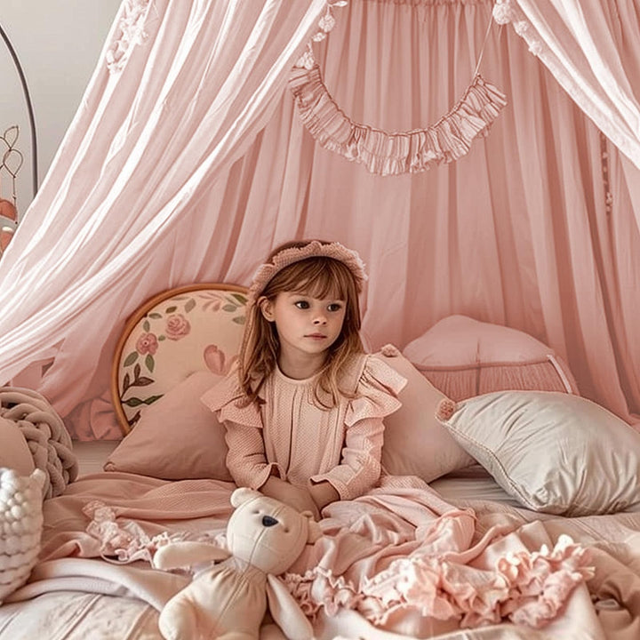 Betthimmel Kinderzimmer Stoff blassrosa 280cm Höhe für Bett und Leseecke - Bild 5
