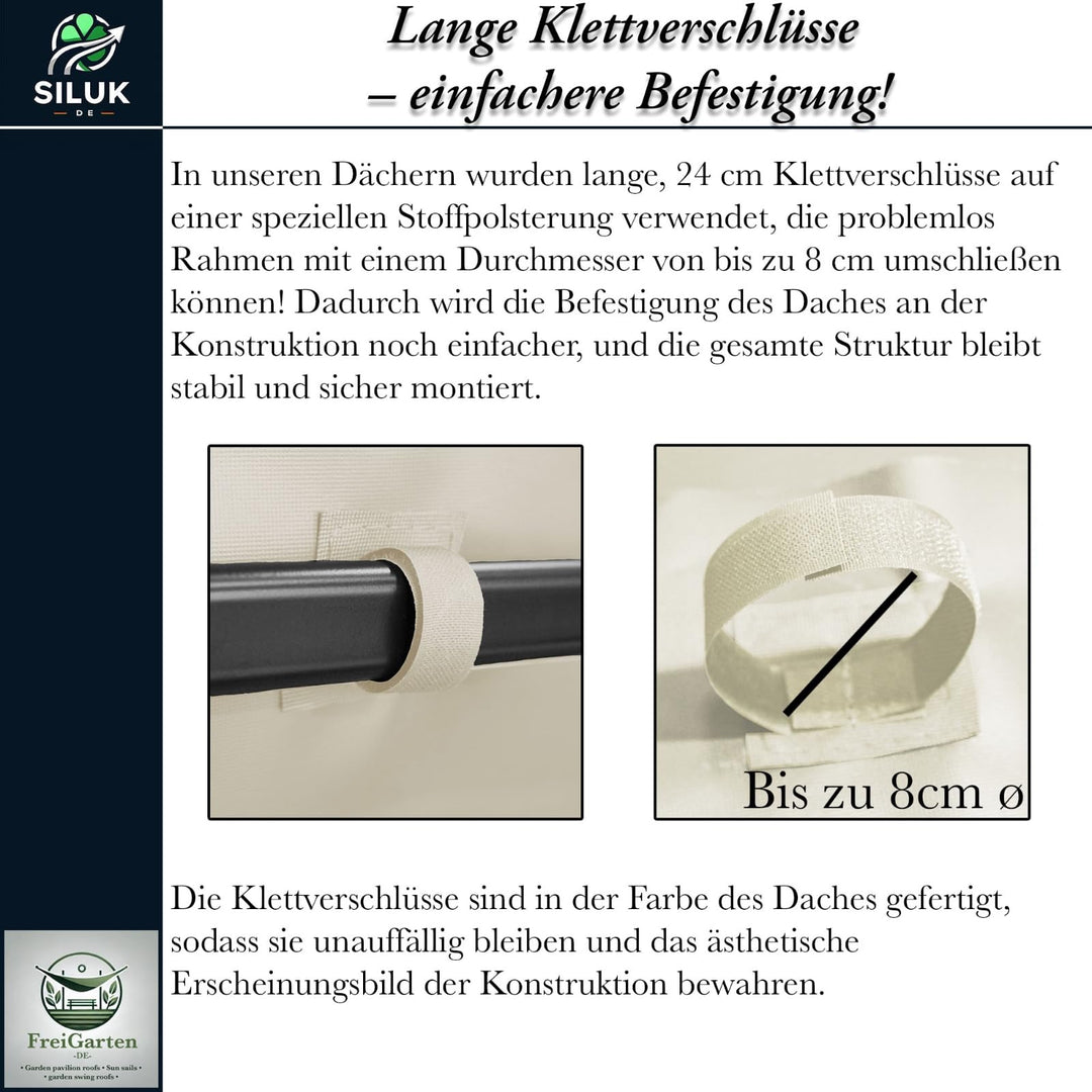 Ersatzdach Pavillon 3x3m Panama PVC Soft 370g/m² wasserabweisend Beige - Bild 6