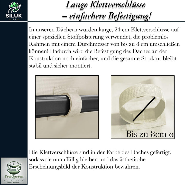 Ersatzdach Pavillon 3x3m Panama PVC Soft 370g/m² wasserabweisend Beige - Bild 6
