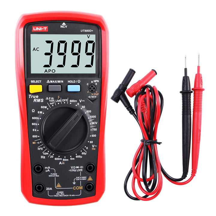 Multimeter True RMS AC/DC mit NCV Phasenerkennung und LCD-Beleuchtung