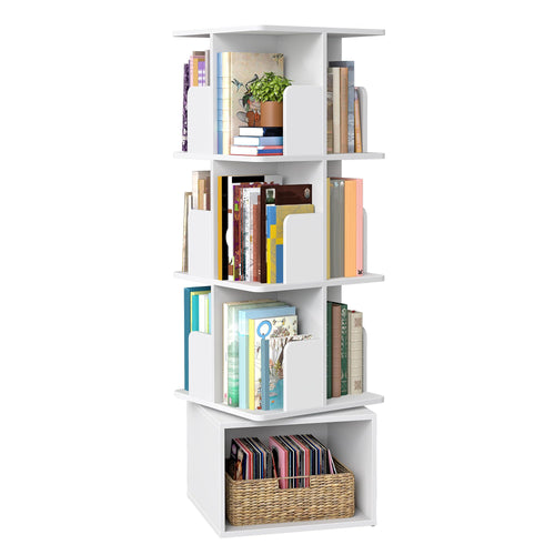Drehbares Bücherregal 4 Ebenen 360° drehbar Wolkenweiß 40x40x124,6 cm
