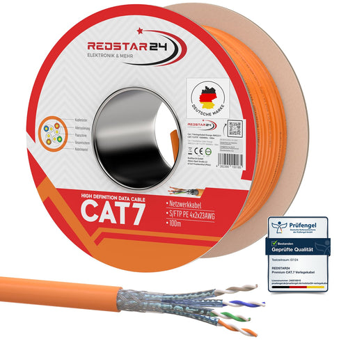 CAT 7 Verlegekabel 100m Kupfer S/FTP PIMF LSZH halogenfrei