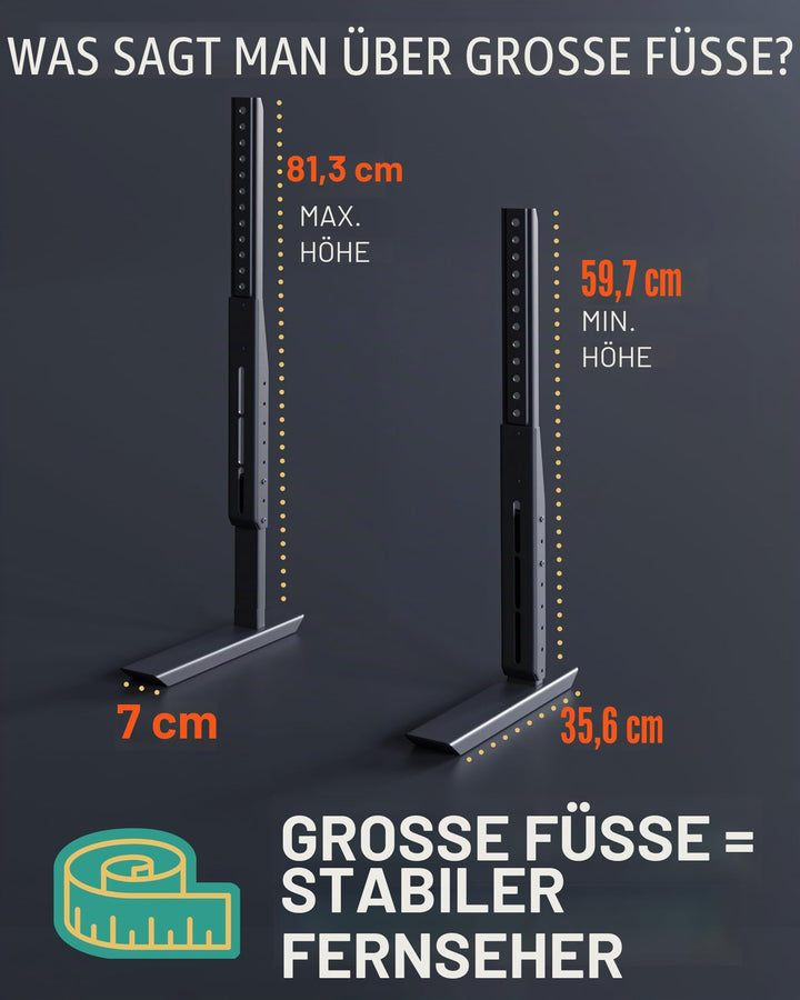 TV-Ständer universal höhenverstellbar für Fernseher 49–77 Zoll Stahl - Bild 8