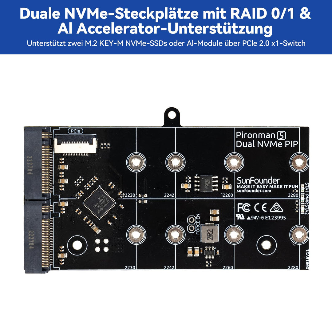Raspberry Pi 5 Gehäuse Dual NVMe M.2 RAID mit OLED und RGB-Kühler - Bild 6