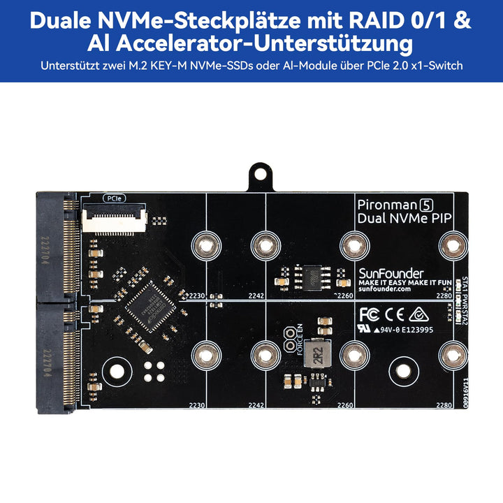 Raspberry Pi 5 Gehäuse Dual NVMe M.2 RAID mit OLED und RGB-Kühler - Bild 6