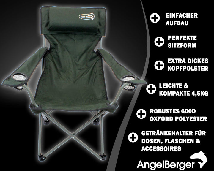 Faltstuhl Camping Stahl 600D-Nylon klappbar bis 150 kg grün - Bild 5