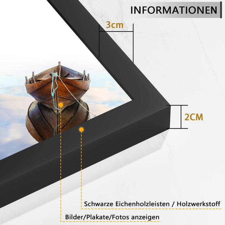 Bilderrahmen 60x80 cm Schwarz MDF mit Acrylglas 3er Set - Bild 2