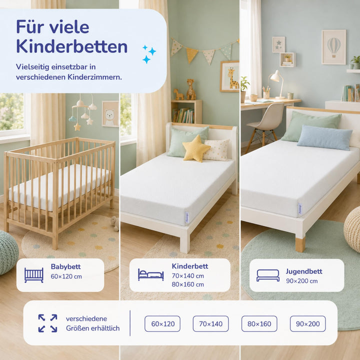 Babymatratze Gelschaum 80x160 cm 12 cm hoch waschbarer Bezug - Bild 7