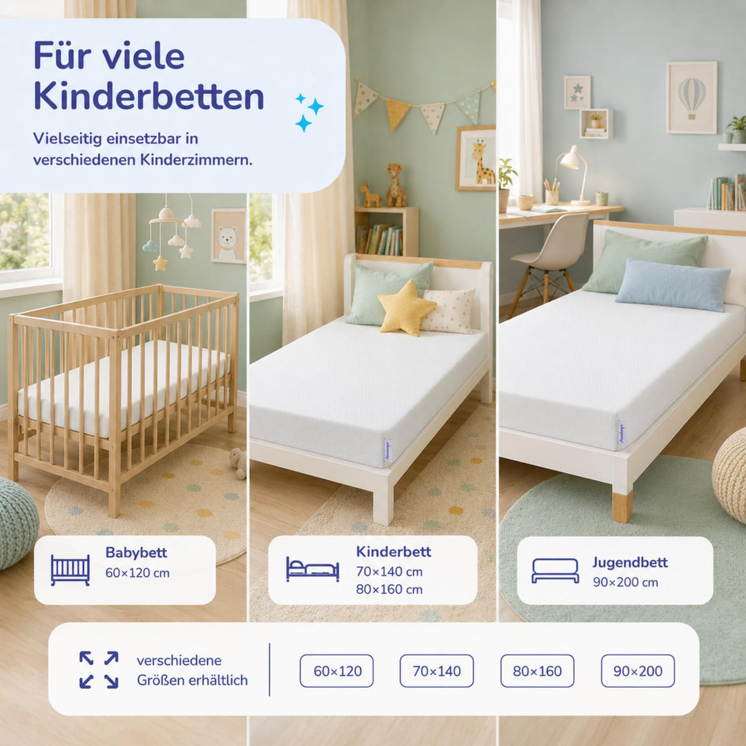 Babymatratze Gelschaum 70x140 cm 12cm hoch waschbarer Bezug - Bild 7