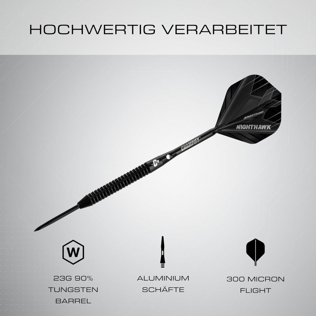 Steeldart Set 90% Tungsten 23g mit Darttasche, 9 Schäfte &amp; Flights - Bild 3