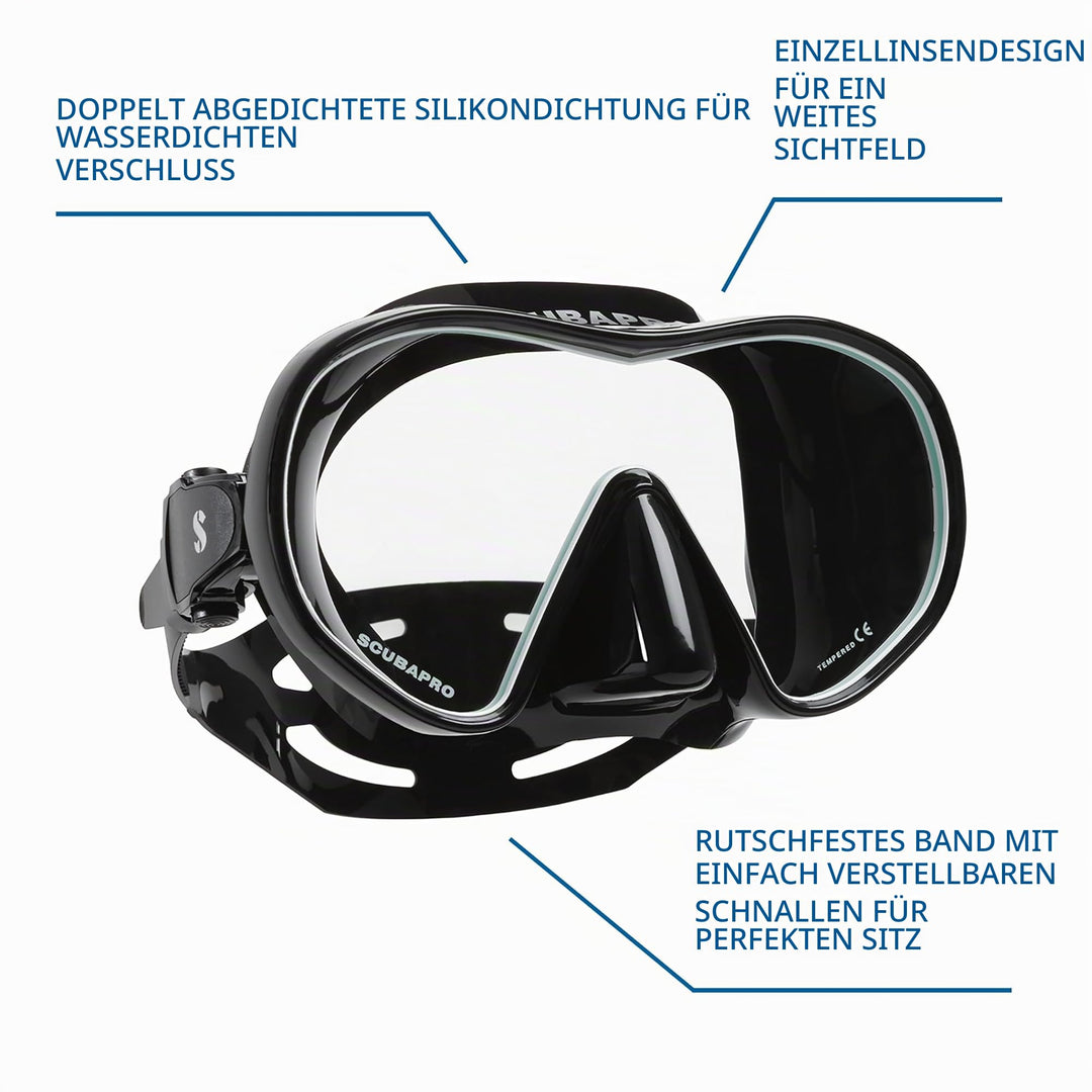 Tauchermaske rahmenlos Einglasmaske grosses Sichtfeld mit Maskenbox - Bild 5