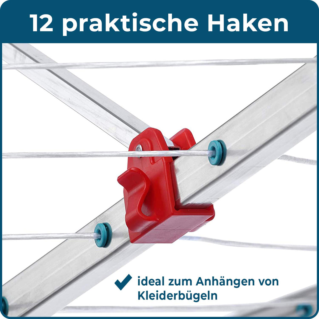 Wäschespinne Aussen 60m Aluminium höhenverstellbar mit Bodenhülse - Bild 5