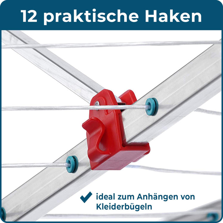 Wäschespinne Aussen 60m Aluminium höhenverstellbar mit Bodenhülse - Bild 5