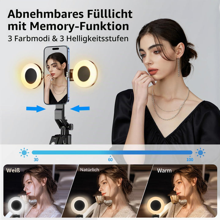 Vlogging-Kit 360° Auto Face Tracking Stativ mit Mikrofon und Licht - Bild 7