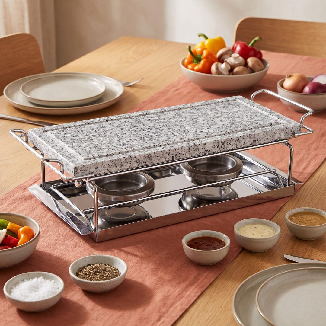 Grillstein-Set mit 2 Alkohol-Brennern Granit Edelstahlgestell - Bild 4