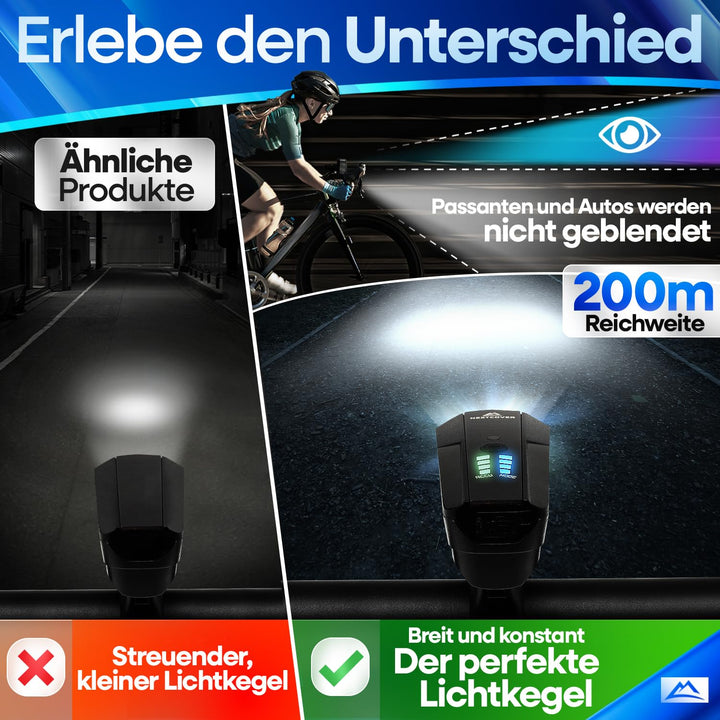 Fahrradlicht Set LED 80 Lux mit Automatik-Sensor StVZO 11h Akku - Bild 5