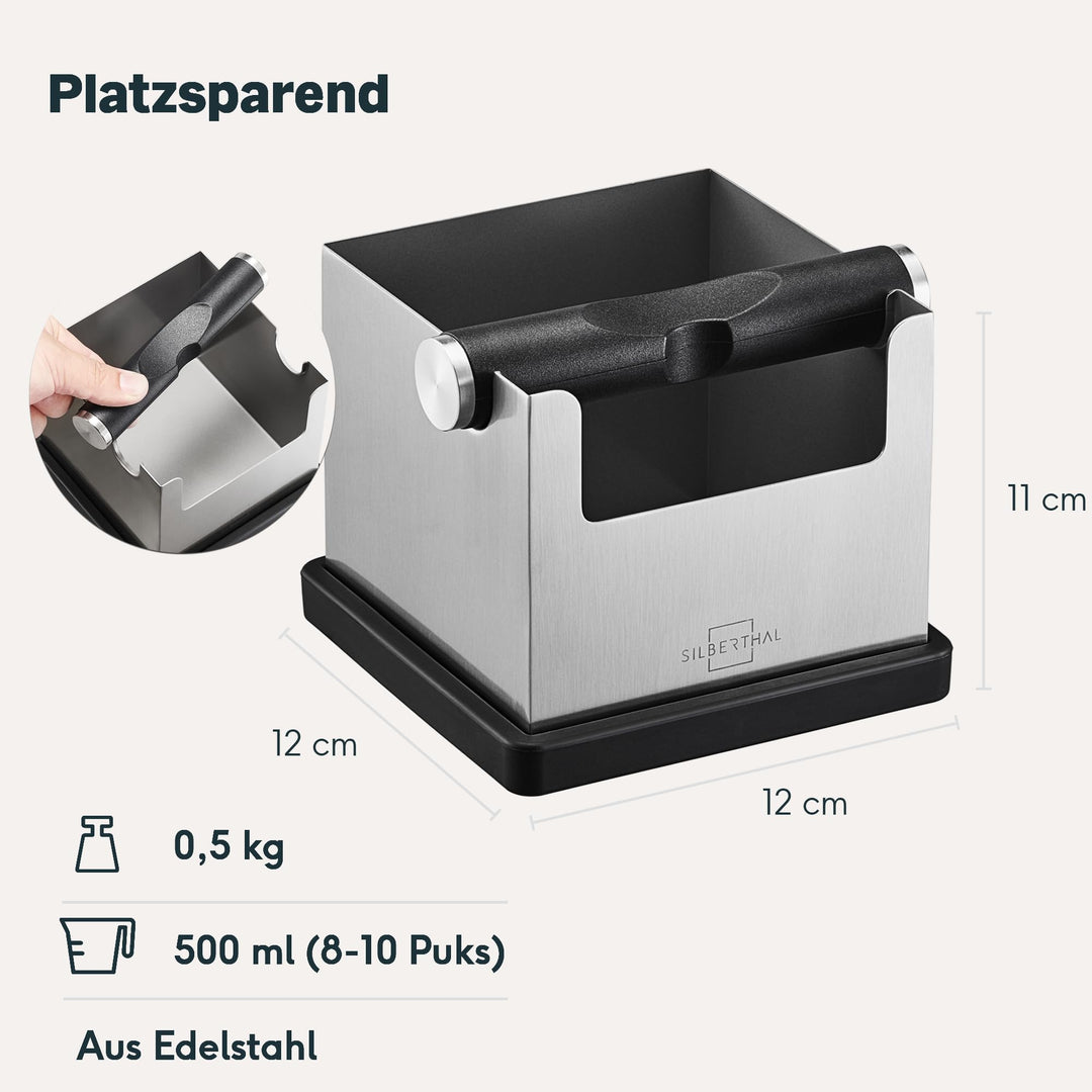 Abklopfbehälter Siebträger Edelstahl mit Tamperstation 3-teilig - Bild 5