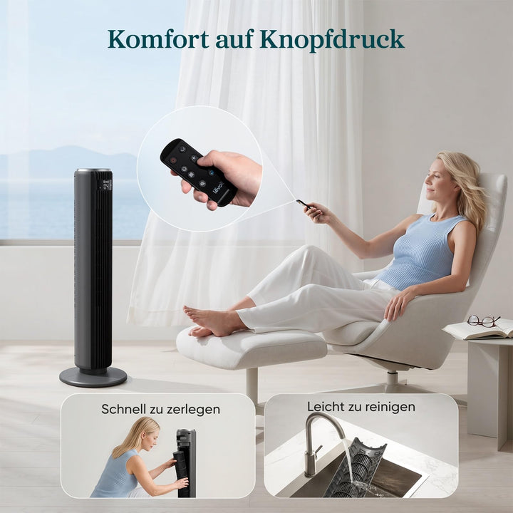 Turmventilator oszillierend 92 cm mit Schlafmodus und 20 dB leise - Bild 7