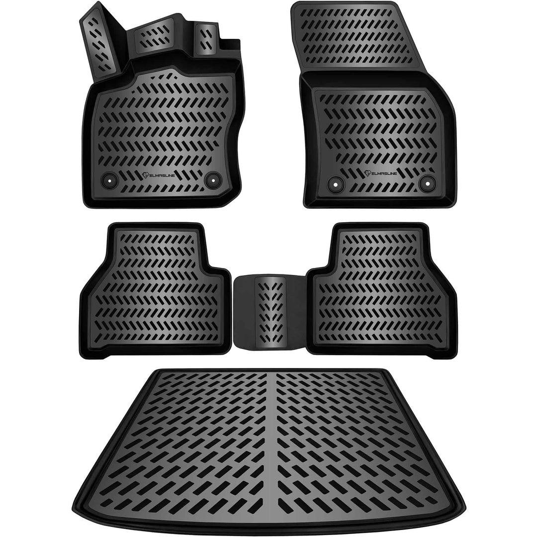 Gummimatten &amp; Kofferraumwanne Set VW Caddy 5 ab 2020 TPE 5cm Rand
