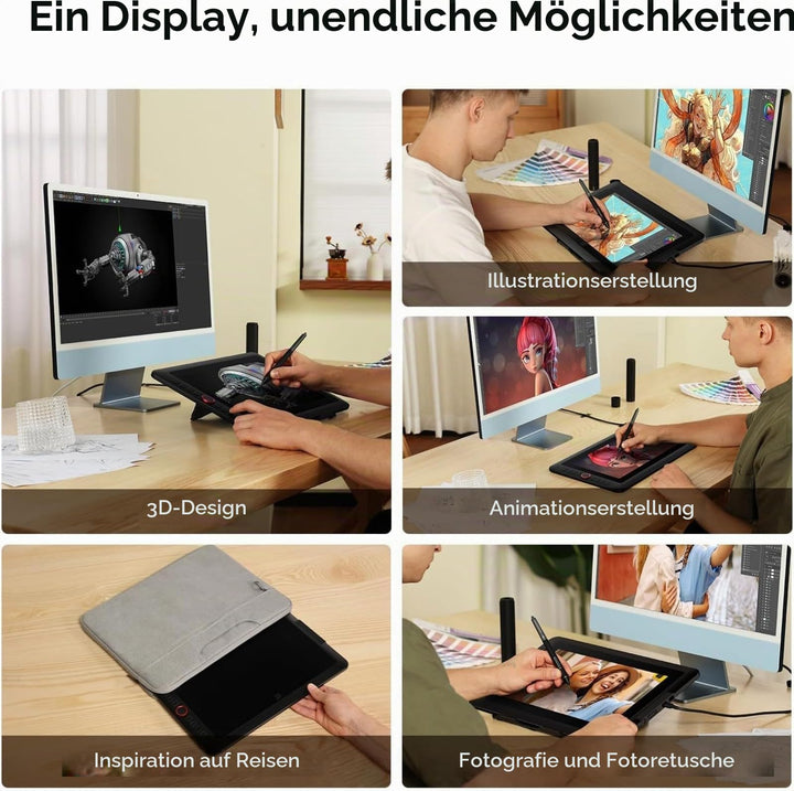 Grafiktablett mit Display 13,3 Zoll 8192 Druckstufen 8 Schnelltasten - Bild 8