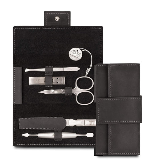 Maniküre Set 5-teilig Edelstahl Rindsleder-Etui für Reise