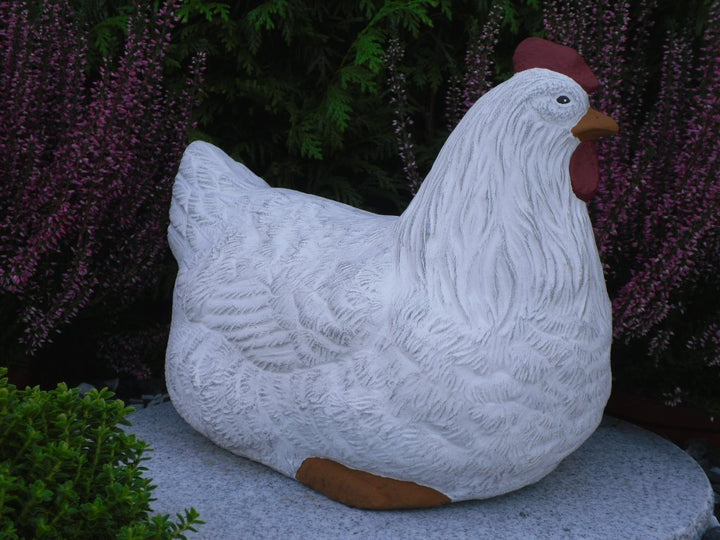 Steinguss Hahn und Huhn 2er Set Weiß Patina Gartenfigur - Bild 6