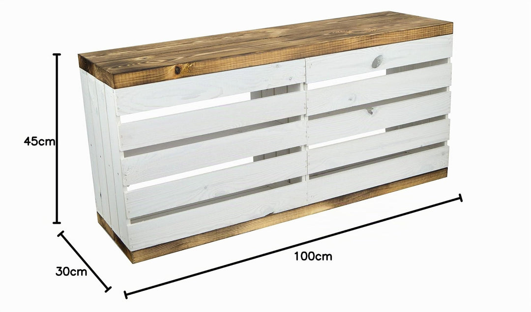 Schuhregal mit Sitzbank Obstkisten-Optik Weiss 100x30x45 cm - Bild 2