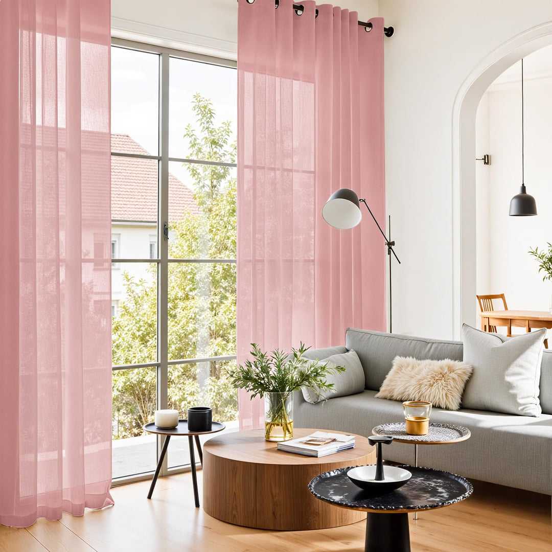 Gardinenschals Leinenoptik mit Ösen Rosa 245x140 cm 2er Set - Bild 3